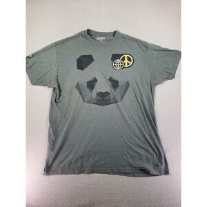 Ladrft Shirts Mens XL Gray Short Sleeve Panda Print Crew Neck Outdoor T-Shirt